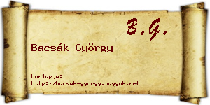 Bacsák György névjegykártya