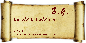 Bacsák György névjegykártya